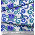 thumbnail image 2 of Soimoi Brown Modal Satin Fabric Leaves & Floral Check Printed Craft Fabric by the Yard 42 Inch Wide, 2 of 3