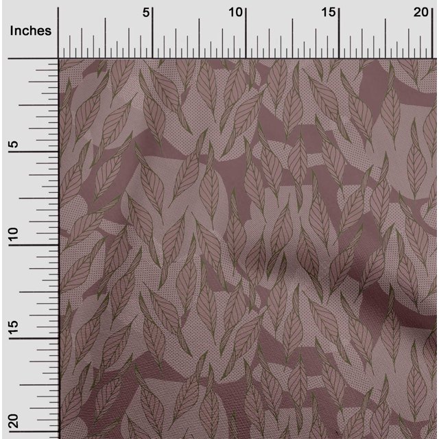 oneOone Velvet Dark Rose Brown Fabric Leaves Craft Projects Decor Fabric Printed By The Yard 58 Inch Wide-ROS