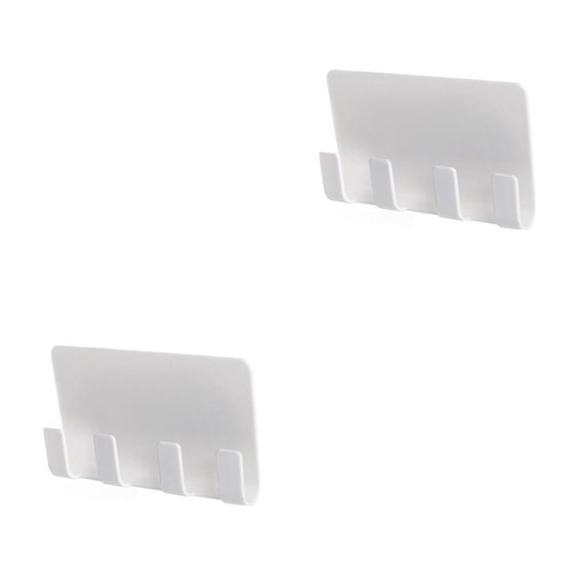 Decodeary Stick Mobile Phone Holder Charging Rack Shelf Wall Stand Bracket Storage Hook white 2Set