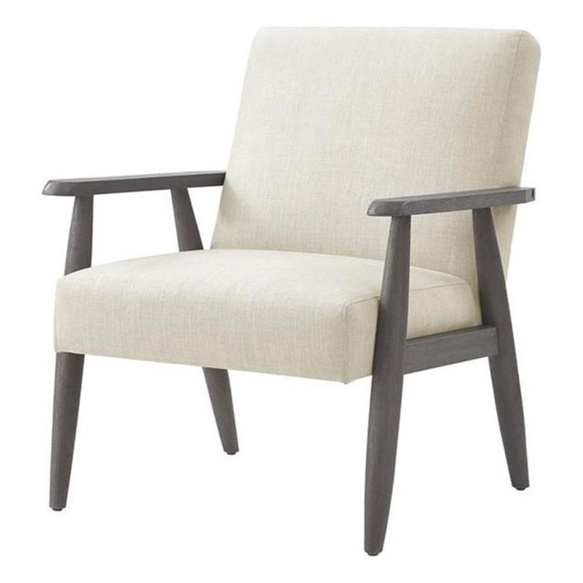 Posh Living Alton Traditional Fabric & Solid Wood Armchair in Beige/Gray
