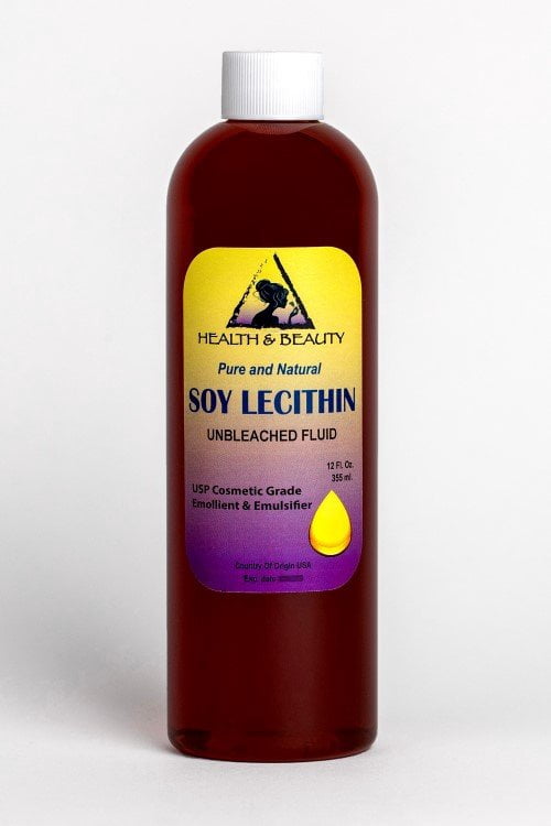 Lecithin soy unbleached fluid liquid emulsifier stabilizer emollient pure 12 oz