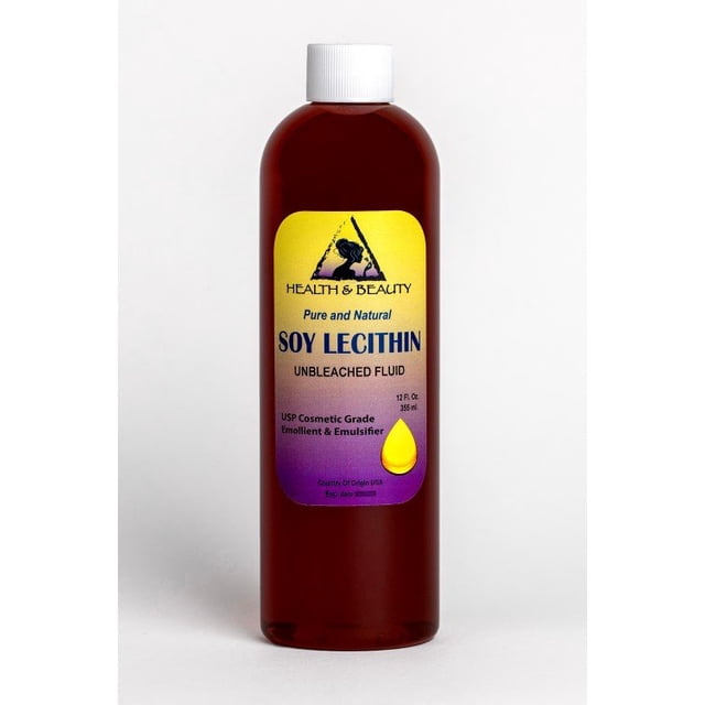 Lecithin soy unbleached fluid liquid emulsifier stabilizer emollient pure 12 oz