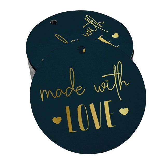 Inkdotpot Real Gold Foil Made With Love Text Tag Favor Hang Paper Tag 50 Piece