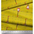 thumbnail image 2 of Soimoi Yellow Silk Fabric Notes & Guitar Musical Instrument Fabric Prints By Yard 42 Inch Wide, 2 of 5