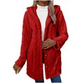 thumbnail image 1 of KIHOUT Womens Winter Long Sleeve Solid Fuzzy Fleece Open Front Button Hooded Cardigans Jacket Coats Outerwear, 1 of 9