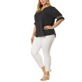 thumbnail image 2 of Agnes Orinda Women's Plus Size Blouses Pin Dots V Neck Ruffle Short Sleeve Spring Summer Boho Tops 4X Black, 2 of 7