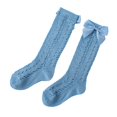 thumbnail image 1 of Faithtur Toddler Girls Summer Mesh Socks Solid Color Mid Tube Breathable Hollow Bows Princess Socks, 1 of 2