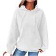 thumbnail image 1 of Mrat à Capuchon pour Femmes Décontracté à Manches Longues Mignon Chandails à Capuchon à Cordon Chandail à Enfiler Mignon Chandails à Capuchon Chandail Matelassé Col Rond Chandails pour Dames Hauts Blouse Uni Sans Poches Chandail à Capuchon Blanc TTG, 1 of 6