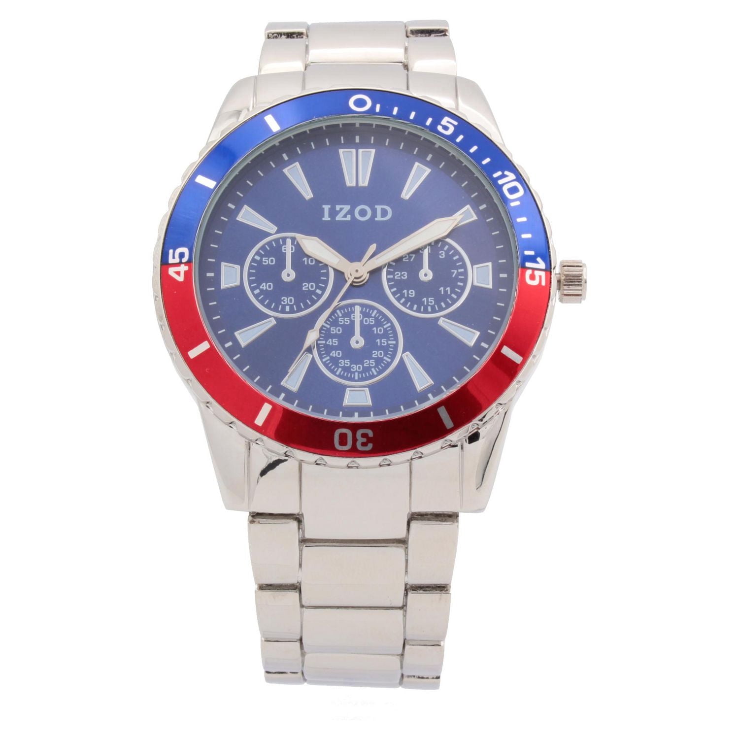 Izod Easy Read Analog Metal Link Bracelet Watch
