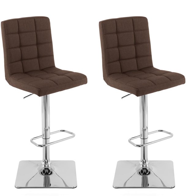 CorLiving Quinn Modern Fabric Upholstered Adjustable Height Barstools Set of 2 - Swivel Bar Stools with Back, Perfect Kitchen Stools for Island, Bar Chairs & Counter Height Stools