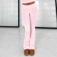 thumbnail image 1 of Ladies Basic Pants Slim Fit Solid Color Y2K Style Vacation Outfit (Black S), 1 of 7