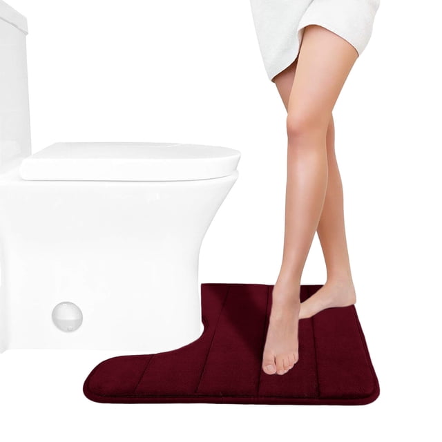 Bathroom Rugs and Mats Sets,Foam Bath Mat U Shape Toilet Mats Bathroom Rugs Soft Comfortable Water Drying Absorption Non-Slip Thick Machine Washable Easier to Dry Dark