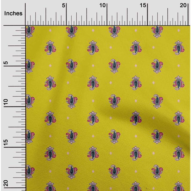oneOone Viscose Jersey Fabric Diamond & Paisley Block Printed Craft Fabric BTY 60 Inch Wide