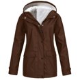 thumbnail image 1 of Enjoytime Lightweight Rain Jacket Women Solid Color Waterproof Hooded Raincoat Windproof Outdoor Active Windbreaker Plus Size Clothes, 1 of 7