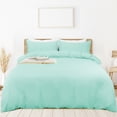 thumbnail image 1 of PiccoCasa 3 Pieces Microfiber Soft Breathable Duvet Cover Set Aqua Blue Queen, 1 of 7