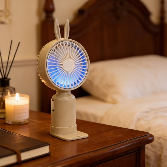 Weloille 1 Piece Handheld Mini USB Rechargeable Fan with Base, 3 Speed Adjustable Portable Small Fan, Low Noise Quiet Cooling Fan, for Outdoor Travel Office Home Desktop Camping Use