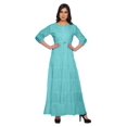 thumbnail image 1 of Moomaya Robe Longue Évasée Imprimée pour Femmes Manches 3/4 Col Rond Tenue Décontractée, 1 of 3