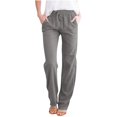 thumbnail image 1 of Timegard Womens Pants Straight Leg Drawstring Elastic Waist Solid Color Loose Lounge Trousers Lightweight, 1 of 7