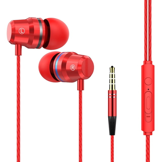 In-Ear Headphones with Microphone - 3.5mm Wired Earbuds, Stereo Sound, Powerful Bass - for iOS, Android, Laptops, MP3, Gaming, 100cm Cable