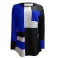 thumbnail image 5 of Yuyuzo Chemises Femmes Manches Longues Col Rond Mode Couleur Bloc Patchwork Tops Casual Baggy Shirts, 5 of 5