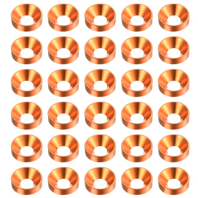 Unique Bargains Lot de 30 Rondelles à Encastrer M4 en Alliage d'Aluminium Anodisé pour Finition, Orange