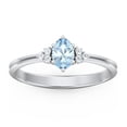 thumbnail image 2 of Birthstone Oval Ring with Shoulder Accents - Aquamarine (March), 2 of 5