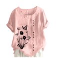 thumbnail image 1 of Birdeem Womens Summer Casual Round Neck Short Sleeve Printing Loose Shirt Tops, 1 of 3