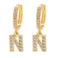 thumbnail image 1 of LSLJS Dainty Gold Plated Initial Hoop Earrings Letter Alphabet Dangle Earrings Fashion Sparkly Rhinestone Letter Initial Pendant Drop Earrings for Women Valent, 1 of 1