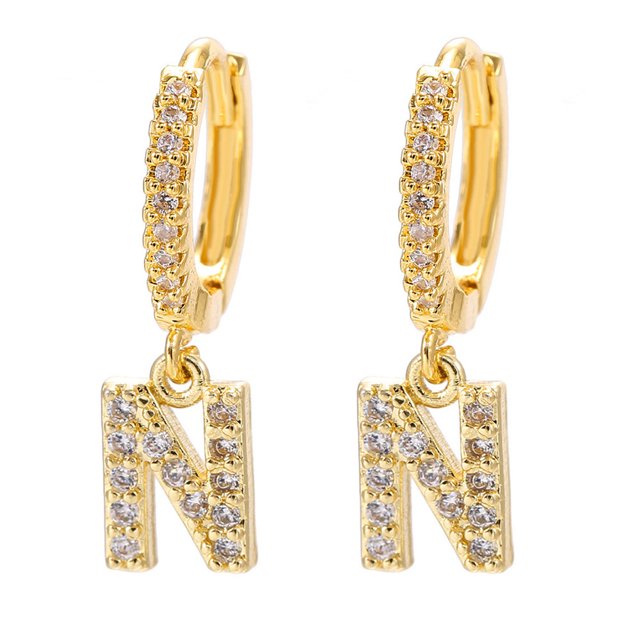 LSLJS Dainty Gold Plated Initial Hoop Earrings Letter Alphabet Dangle Earrings Fashion Sparkly Rhinestone Letter Initial Pendant Drop Earrings for Women Valent