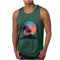 thumbnail image 3 of Sentmoon Débardeurs Homme Été Sans Manches Col Rond Maillots de Corps pour Hommes Imprimé Feuilles de Palmier Coupe Décontractée Ample Chandails d'Entraînement de Musculation pour Hommes Hawaii pour Journées d'Été à la Plage Vert TTG, 3 of 6