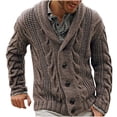 thumbnail image 2 of Dvkptbk Chandail pour Homme Homme Cardigan Uni Décontracté Manches Longues à Simple Boutonnage Col Rabattu Chandail Vêtements d'Automne en Liquidation, 2 of 3