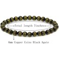thumbnail image 2 of Pièces de Cuivre Naturelles Pierre Précieuse d'Agate Noire Perles Rondes 6 mm Bracelet Extensible 7 Pouces Unisexe, 2 of 5