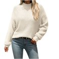 thumbnail image 1 of Timegard Hauts pour Femmes Col Roulé Manches Longues Chandail Automne Hiver Décontracté Couleur Unie Blouse Ample Hauts, 1 of 2