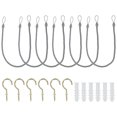 thumbnail image 1 of Unique Bargains Attaches de Rideaux, Lot de 6 Attaches de Rideaux Tressées avec Crochets à Vis et Boulons, Gris Argenté, 1 of 7
