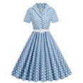 thumbnail image 1 of Birdeem Robe de Soirée Vintage à Manches Courtes et Col en V pour Femmes, Confortable pour l'Été, Imprimé à Pois, 1 of 9
