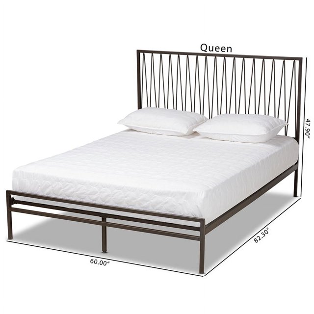 Baxton Studio Jeanette Black Finished Metal Queen Size Platform Bed