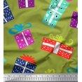 thumbnail image 1 of Soimoi Green Georgette Viscose Fabric Gift Box Party Printed Fabric 1 Yard 42 Inch Wide, 1 of 5