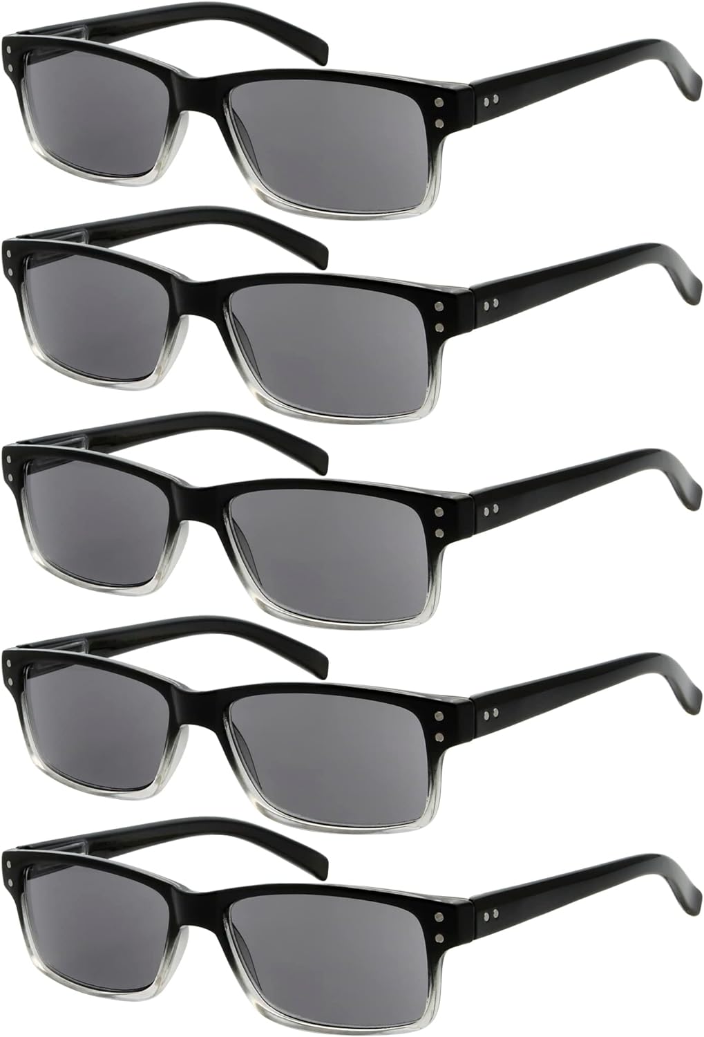 ORUYROP 5 Pack Reading Sunglasses for Men Grey Tinted Lens Readers +2.00