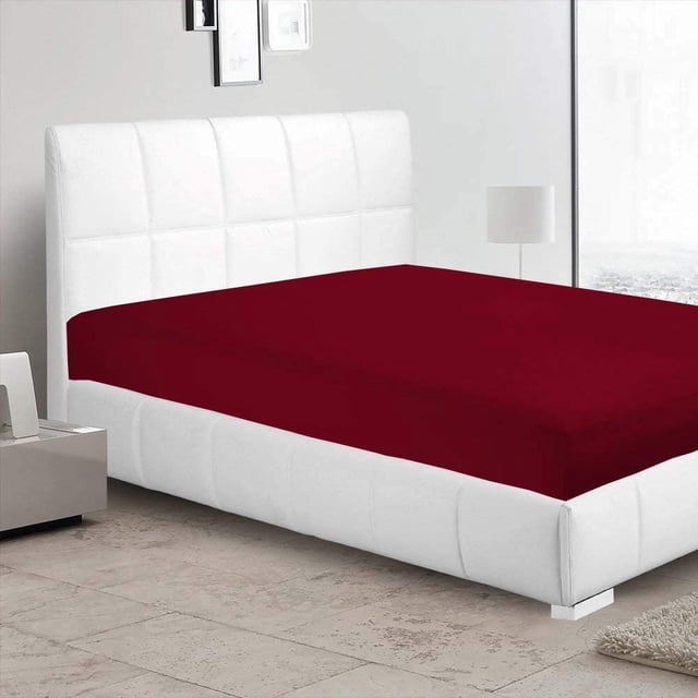 Alive Pixels Fitted Sheet Red Solid 100 Percent Cotton 1-Pc Fitted Sheet with 6 Inch Pocket 200TC (Olympic Queen, Red)