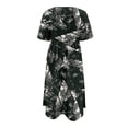 thumbnail image 4 of DPTALR Women Summer Printing Causal Round Neck Short Sleeve Vacation Pockets Dress, 4 of 5