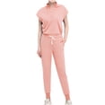 thumbnail image 2 of TIMIFIS Scrub for Women Set Jogger Pants Summer V-Neck Top and Drawstring Jogger Pants Stretch Nursing Uniform Scrub Set with Pockets pring/Summer, 2 of 7