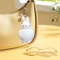 thumbnail image 4 of Fluffy Rabbit Keychain Pendant Soft Plush Toy Backpack Charm White Metal Hook Attachment Car Accessory Gift Decorative Item Lightweight Portable Fur Simulation Y-464 White, 4 of 7