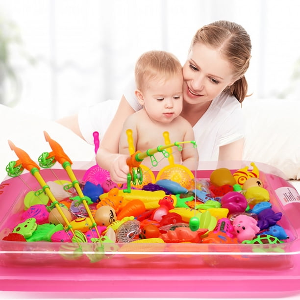Surplex Jouet Bain Pêche – 2 Cannes + 6 Poissons Colorés – Amusez Bébé Dans La Baignoire Jouet Bain Surplex