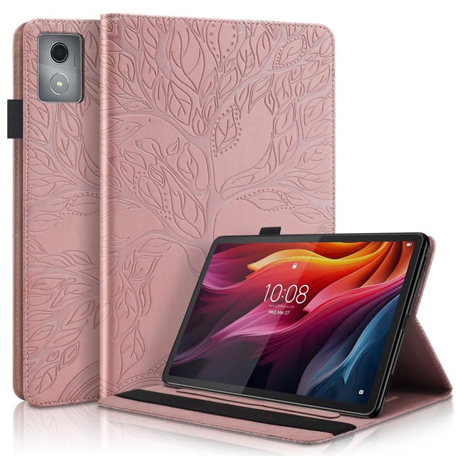 Tree of Life Embossed Case for Lenovo Tab m11/k11 Plus Stand, Card Slots, Stylus Loop Gold