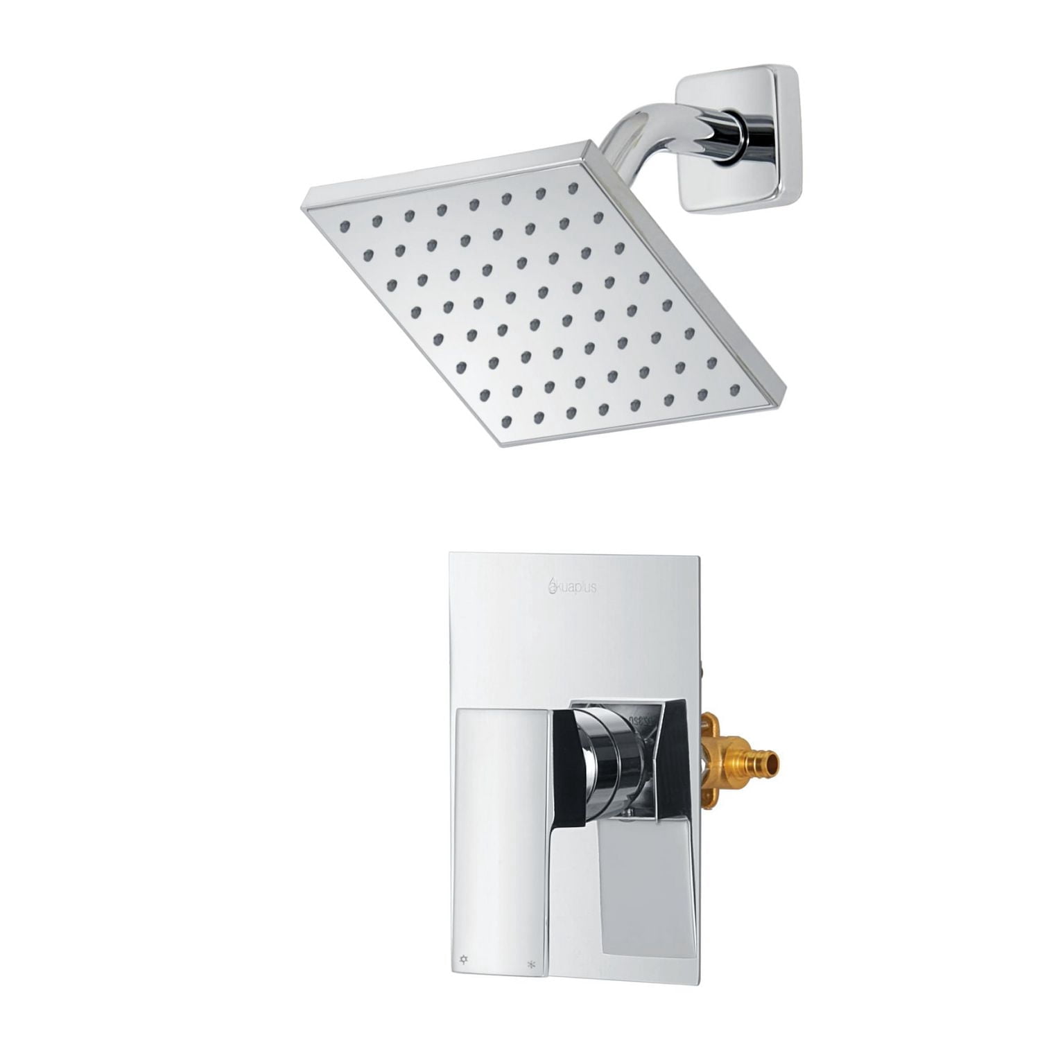Ensemble de douche carré à pression équilibrée. PEX connection 1/2-in. for water inlet fini chrome