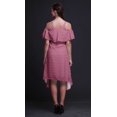thumbnail image 2 of Bimba Robe Midi à Manches Volantées pour Femmes, Tunique Évasée à Épaules Dénudées, Imprimé Floral Rose - X-Small, 2 of 6