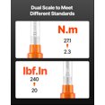 thumbnail image 4 of VEVOR Click Torque Wrench Set 1/4Inch Drive 20-240 lbf-in/2.3-27.1N.m Orange 72-Tooth, 4 of 9