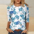 thumbnail image 2 of Pompotops T-shirt Ample Imprimé pour Femme Blouse à Manches 3/4 Col Rond Hauts Décontractés Liquidation, 2 of 5