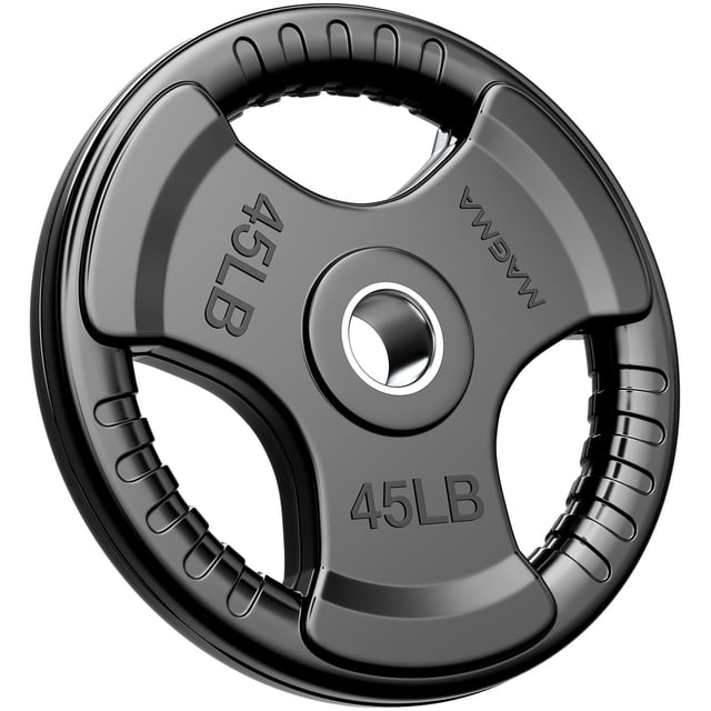 MAGMA Virgin Rubber 2-Inch Cast Iron Olympic Grip Plates, for Strength Training, Weightlifting, Muscle Toning, Weight Loss & Crossfit