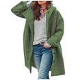 thumbnail image 1 of IROINID Women's Woolen Jacket Long Sleeve Solid Color Hoodie Outwear, Comfy Button Woolen Jacket, 1 of 5
